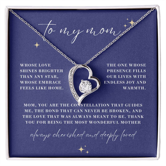 Brighter than Any Star Mom Forever Love Heart Necklace