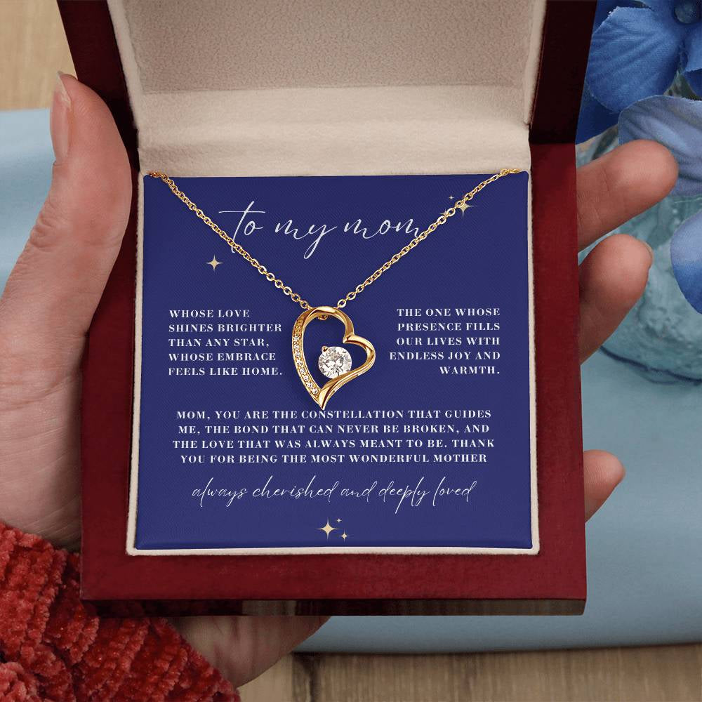 Brighter than Any Star Mom Forever Love Heart Necklace