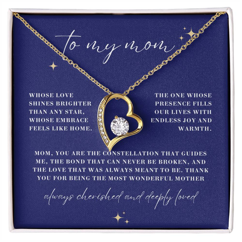 Brighter than Any Star Mom Forever Love Heart Necklace