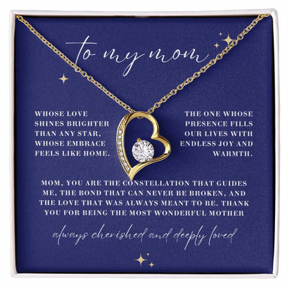 Brighter than Any Star Mom Forever Love Heart Necklace
