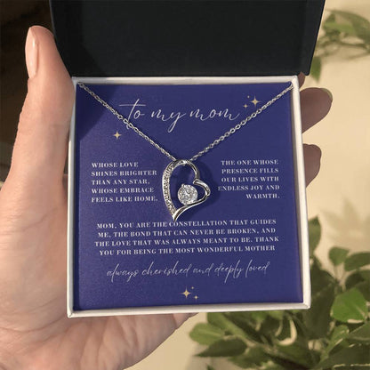 Brighter than Any Star Mom Forever Love Heart Necklace