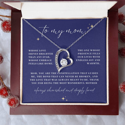 Brighter than Any Star Mom Forever Love Heart Necklace