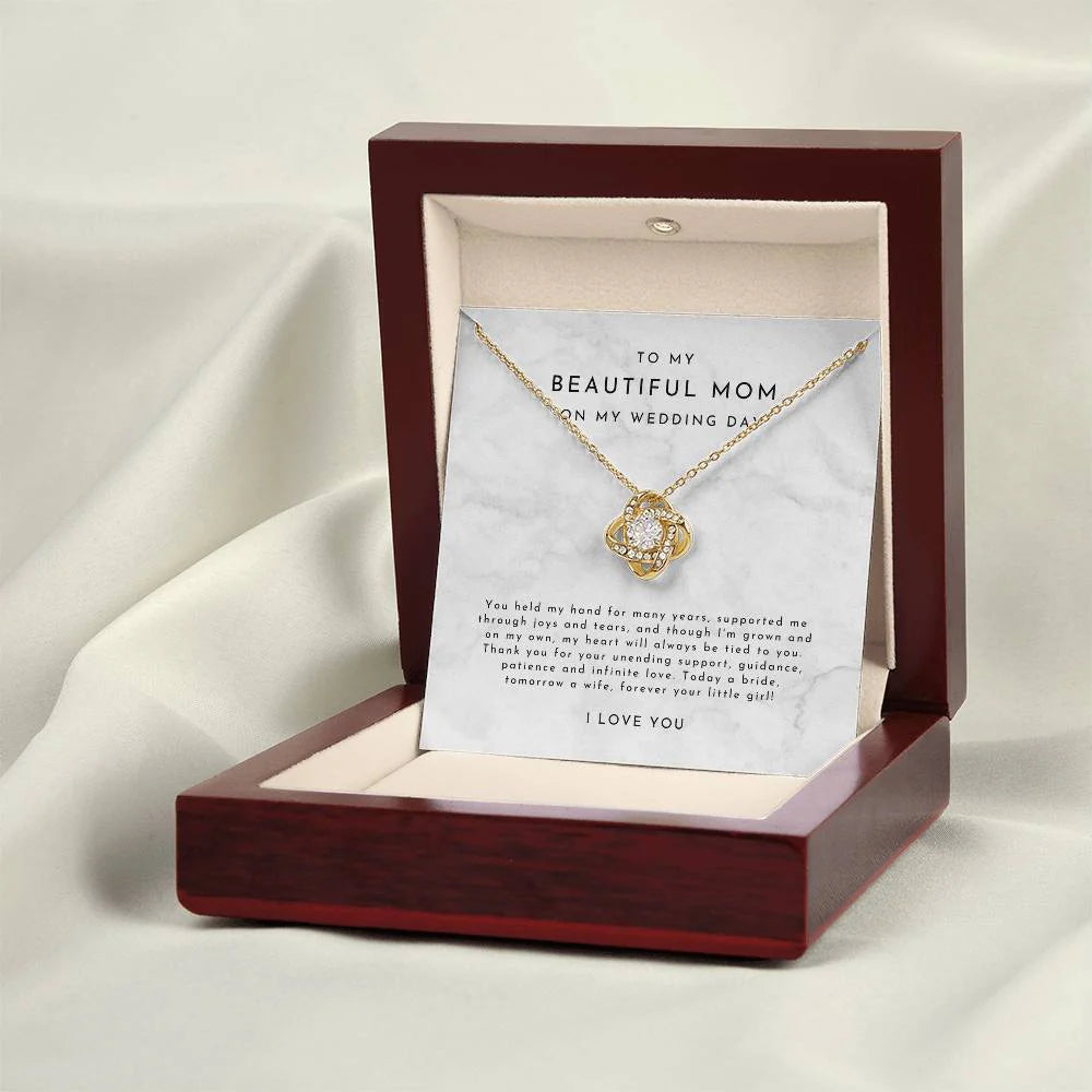 Mother of the Bride Gift (You Held My Hand) Love Knot Necklace
