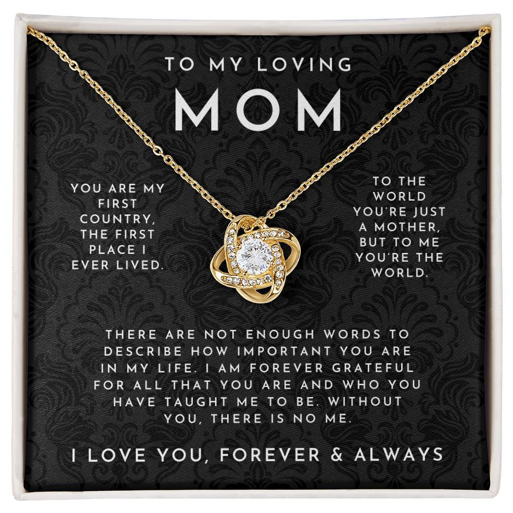 To My Loving Mom Love Knot Necklace
