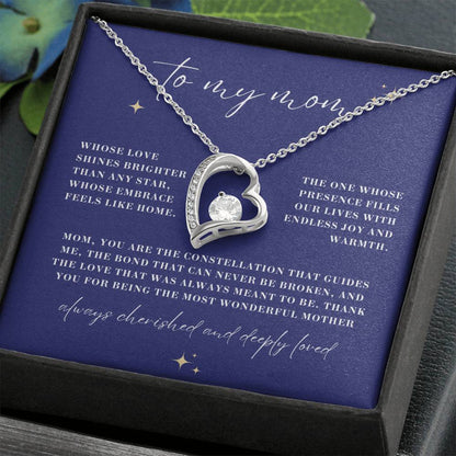 Brighter than Any Star Mom Forever Love Heart Necklace