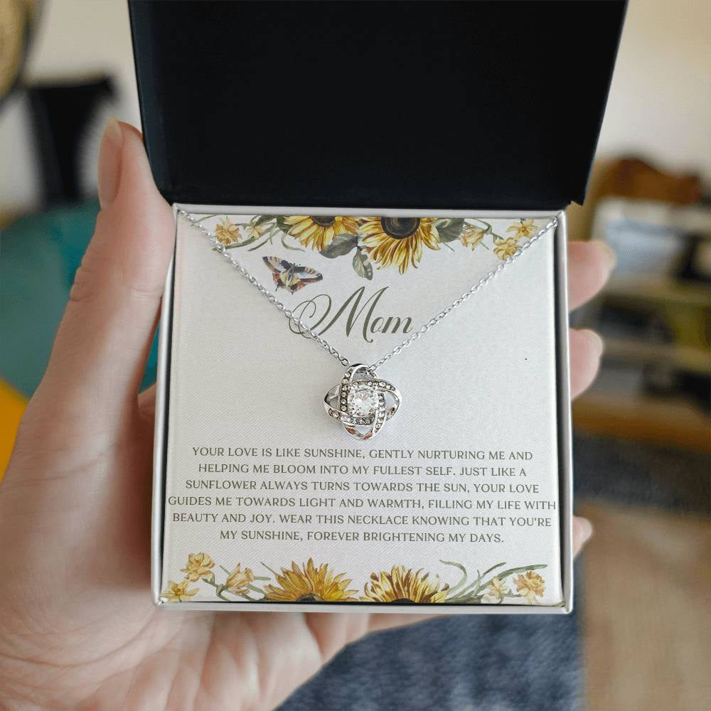 Love like Sunshine Sunflower Mom Love Knot Necklace