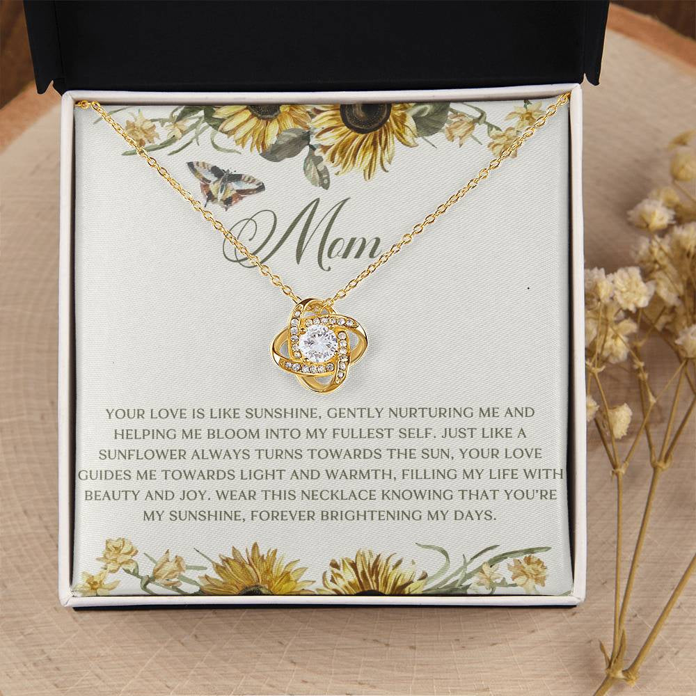Love like Sunshine Sunflower Mom Love Knot Necklace
