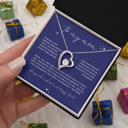 Brighter than Any Star Mom Forever Love Heart Necklace