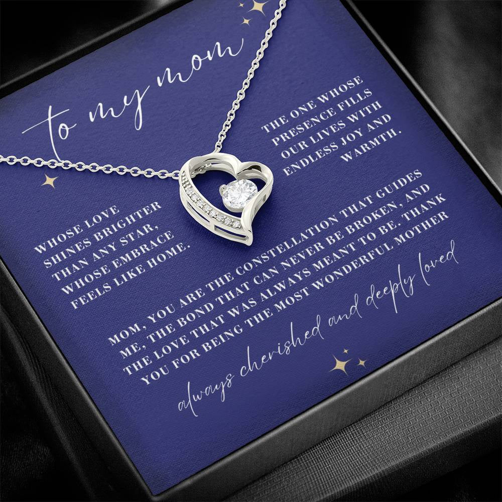 Brighter than Any Star Mom Forever Love Heart Necklace