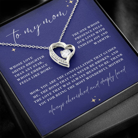 Brighter than Any Star Mom Forever Love Heart Necklace
