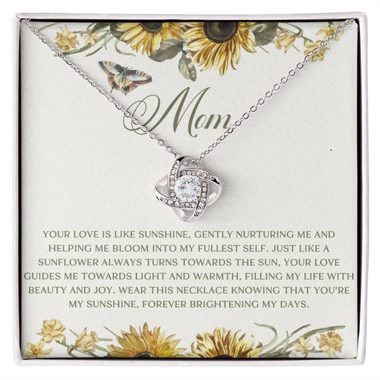 Love like Sunshine Sunflower Mom Love Knot Necklace