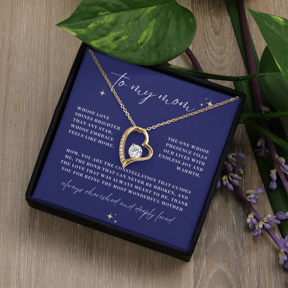 Brighter than Any Star Mom Forever Love Heart Necklace