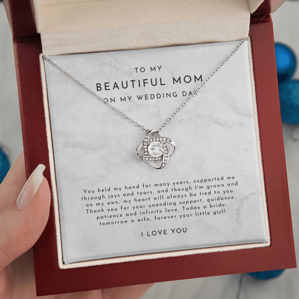 Mother of the Bride Gift (You Held My Hand) Love Knot Necklace