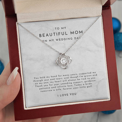 Mother of the Bride Gift (You Held My Hand) Love Knot Necklace