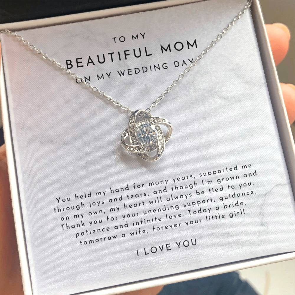 Mother of the Bride Gift (You Held My Hand) Love Knot Necklace